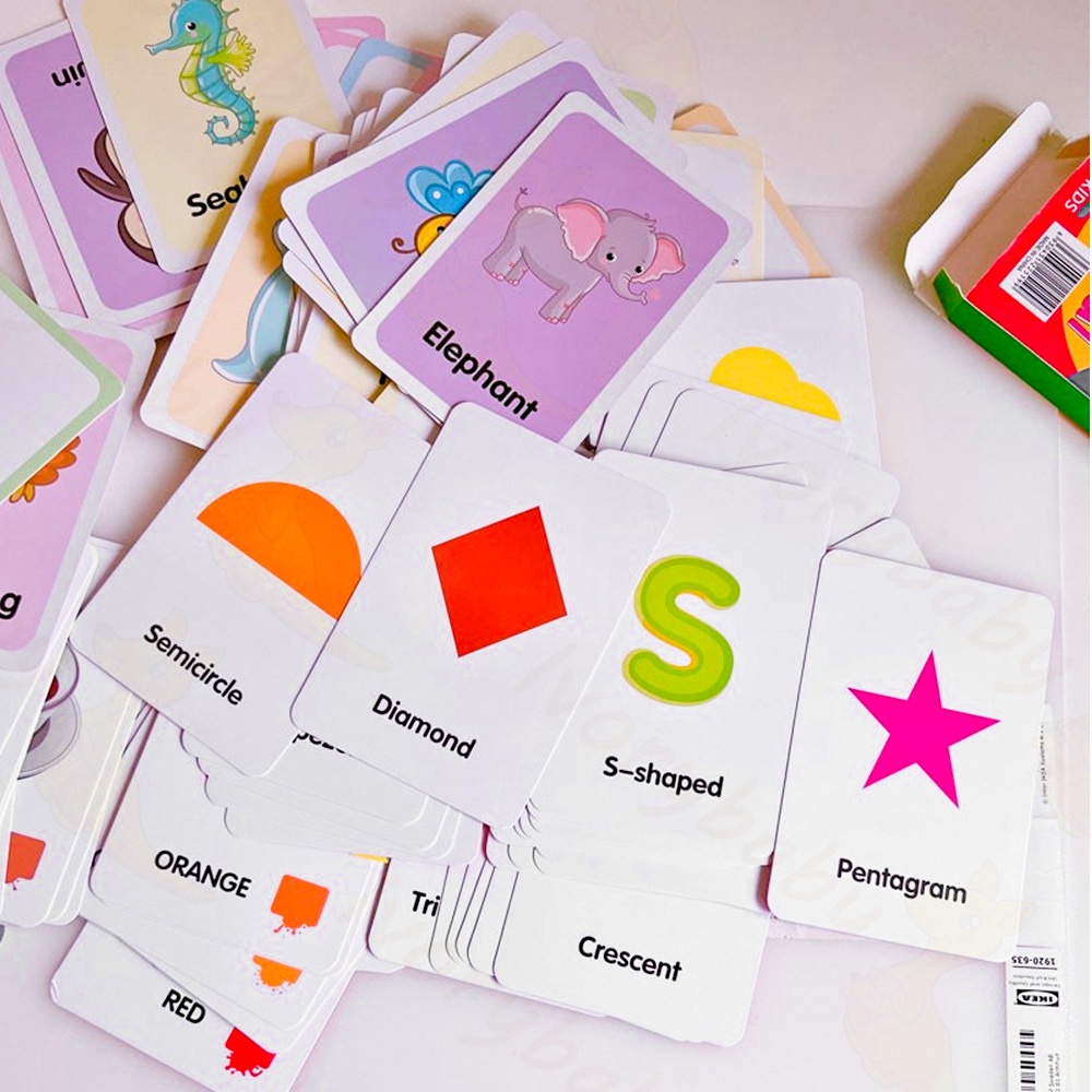 Ivorybaby Flash card edukasi anak isi 36 kartu mainan edukasi anak gambar kata dan huruf