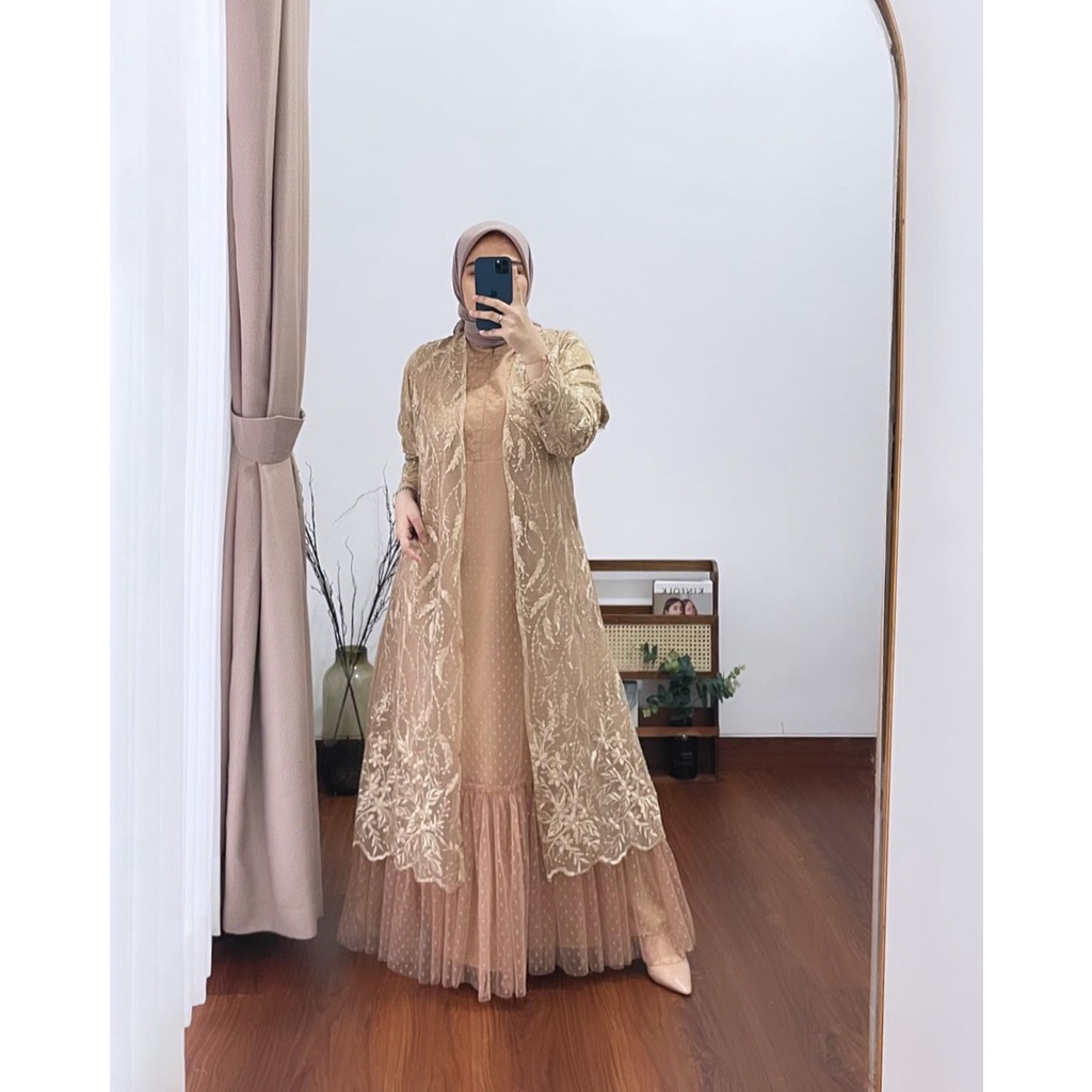 QUEENA DRESS / DRESS LEBARAN / DRESS RAYA/ DRESS KONDANGAN / SERAGAMAN