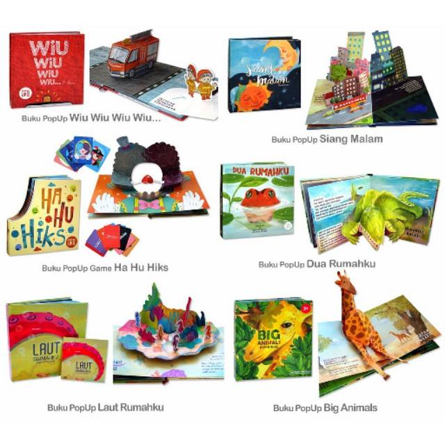 Wiu Wiu Wiu Wiu / Ha Hu Hiks / Dua Rumahku / Siang Dan Malam PopUp Book Indonesia