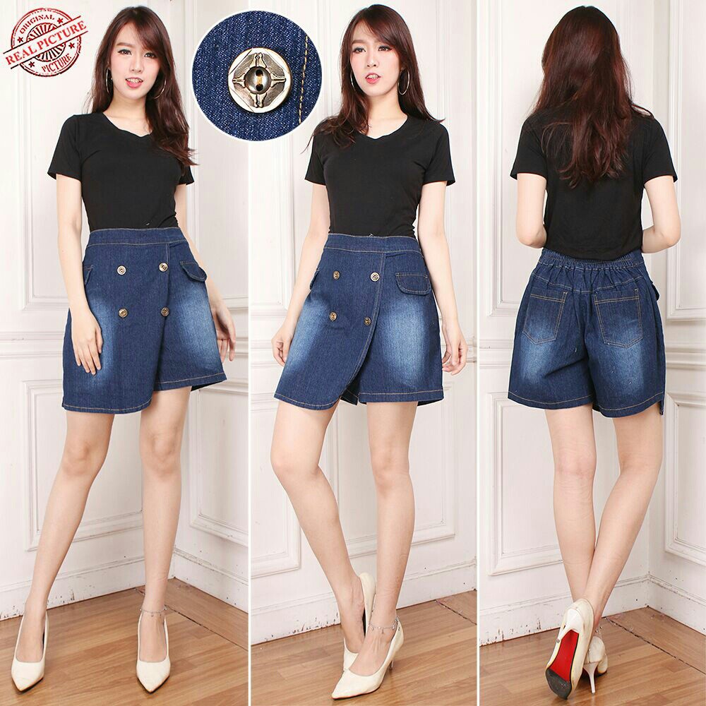 Sb Collection Celana Rok Dewi Hot Pant Jeans Jumbo Wanita