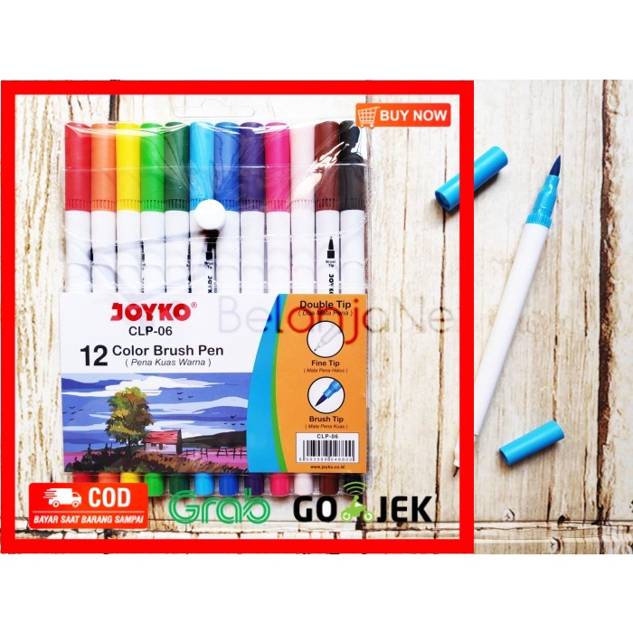 

(BISA COD) Color Brush Pen / Pen Kuas 12 warna CLP-06 (Set Brush Pen + Color Pen)