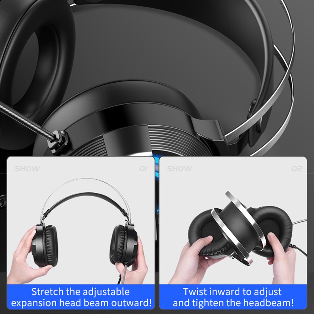 Q9 Headset Gaming Kabel HiFi 7.1 Channel RGB 7 Warna Dengan Mic