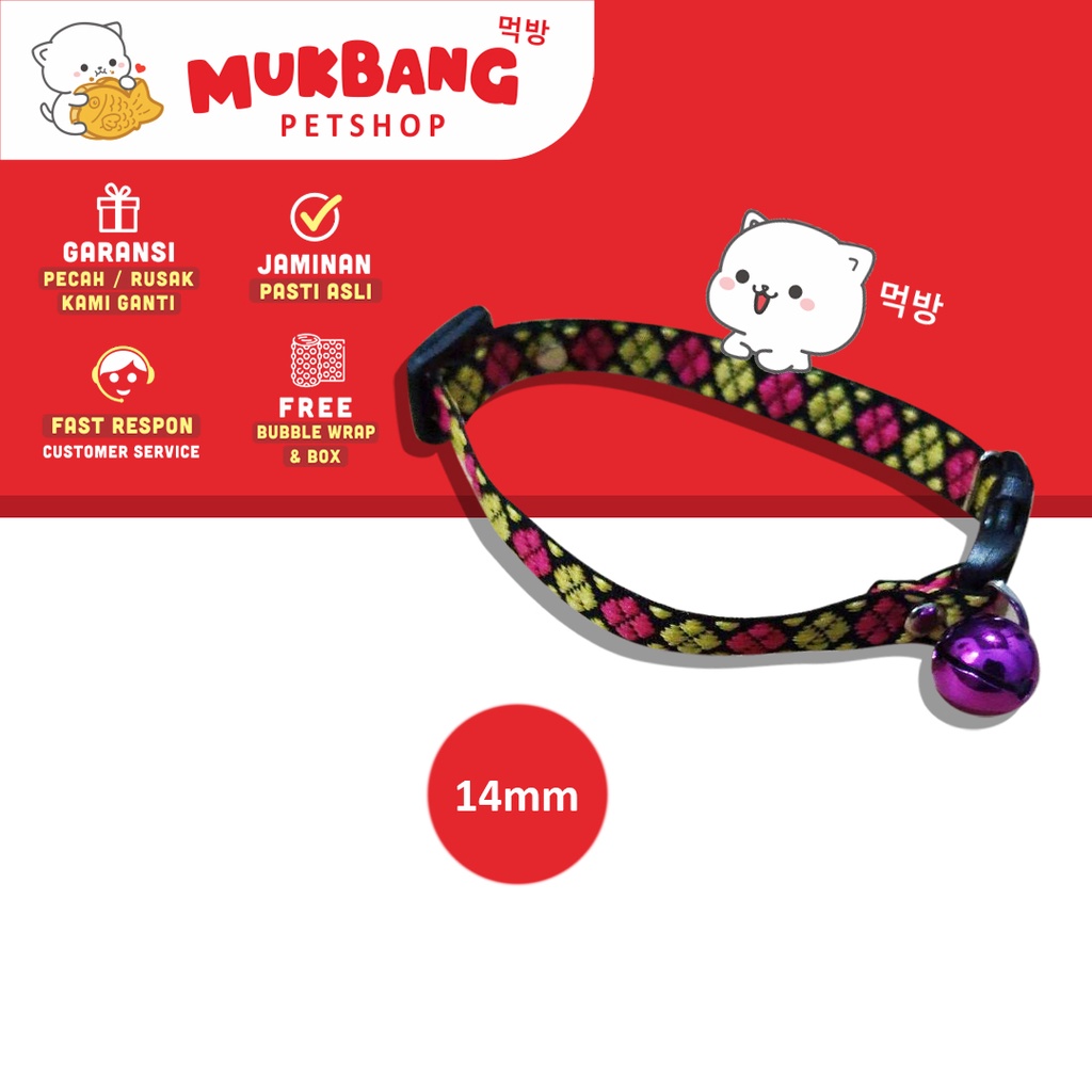 Kalung Kucing Lonceng Premium Motif 14mm Adult Kitten