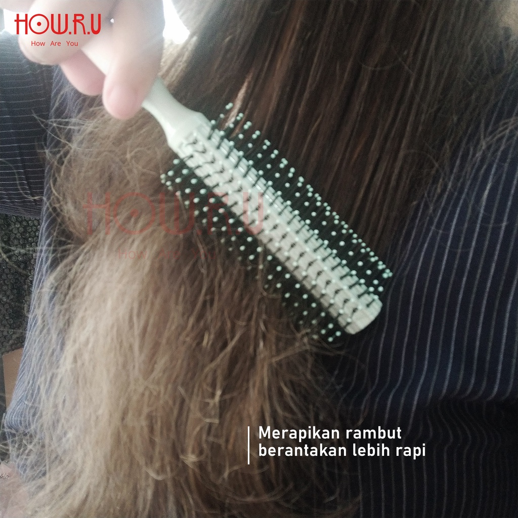 HOW.R.U | Vented Brush Sisir untuk Rambut Kusut / Ikal / Keriting warna Pastel