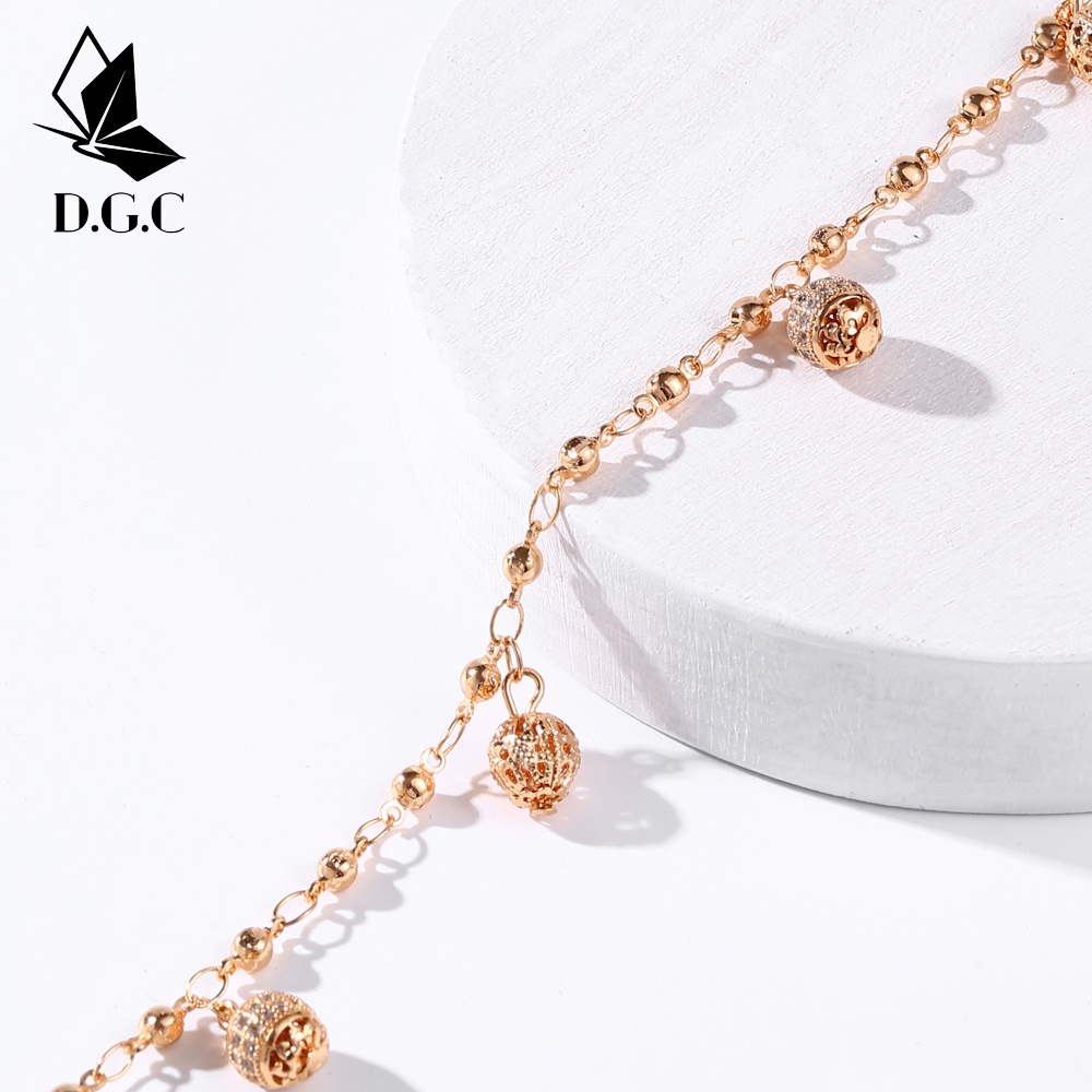 ♥️✅COD✨Gelang Titanium Berongga-ukiran Bola Keroncong Lapis Emas Fashion Aksesoris Gelang Wanita D200