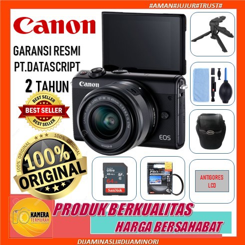 CANON EOS M100 KIT 15-45mm IS STM Wifi Paket Lengkap Garansi Resmi 2