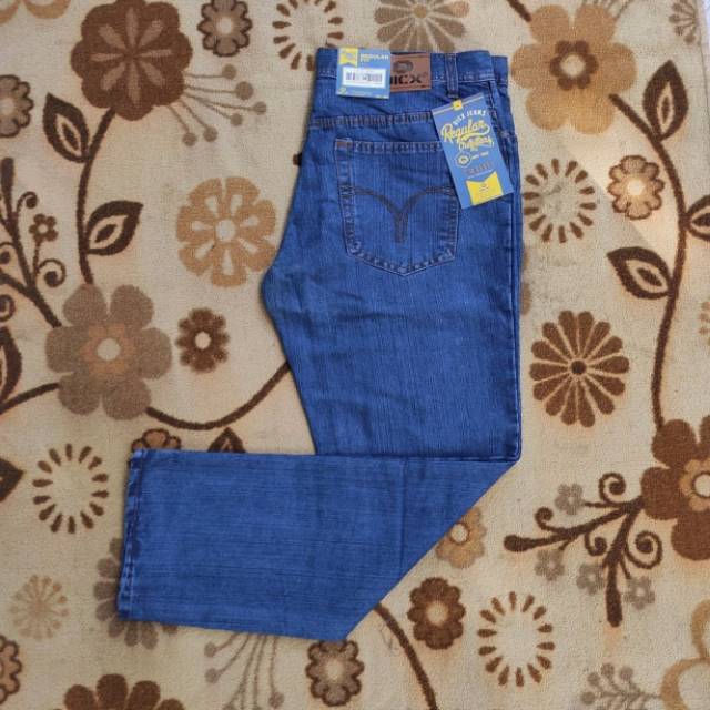 (33-38) Celana Jeans Pria / Cowok Panjang Biru Model Standar Regular / Slim Murah