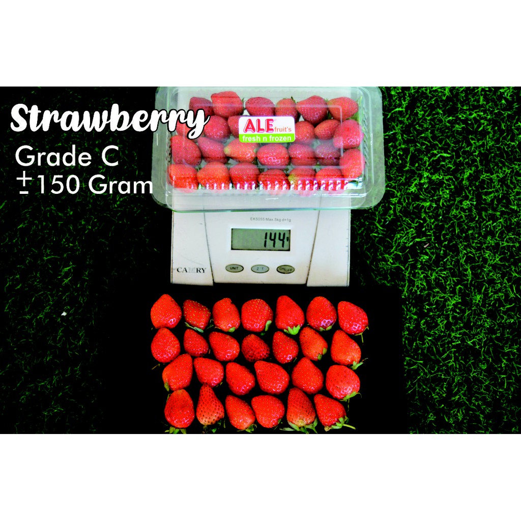 

buah strawbery,strawberi,stroberi fresh grade C(150 gram)