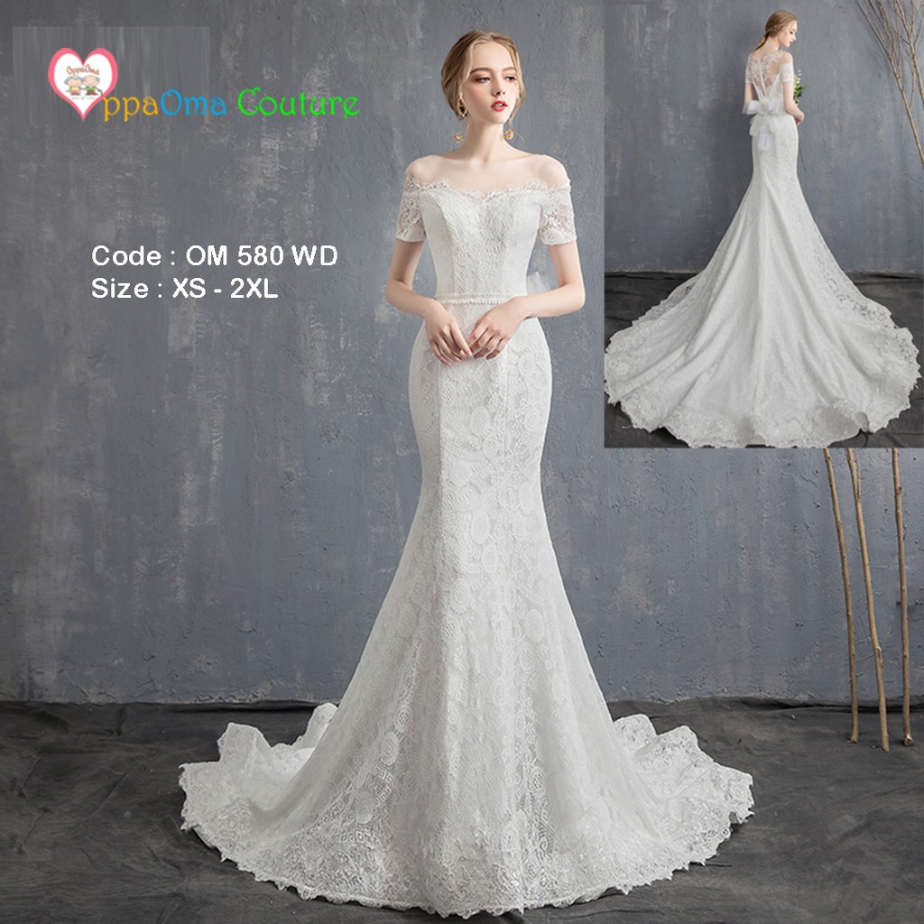 Gaun pengantin ekor model duyung oppaoma OM 580 WD