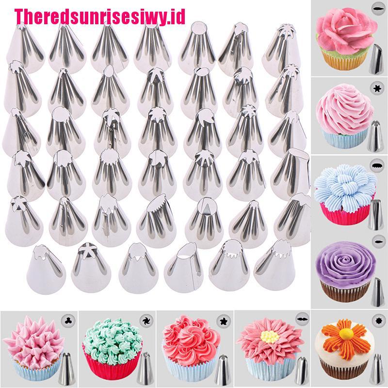 42pcs / Set Nozzle Piping Icing Bahan Stainless Steel Tahan Lama Ukuran Besar Untuk Pastry