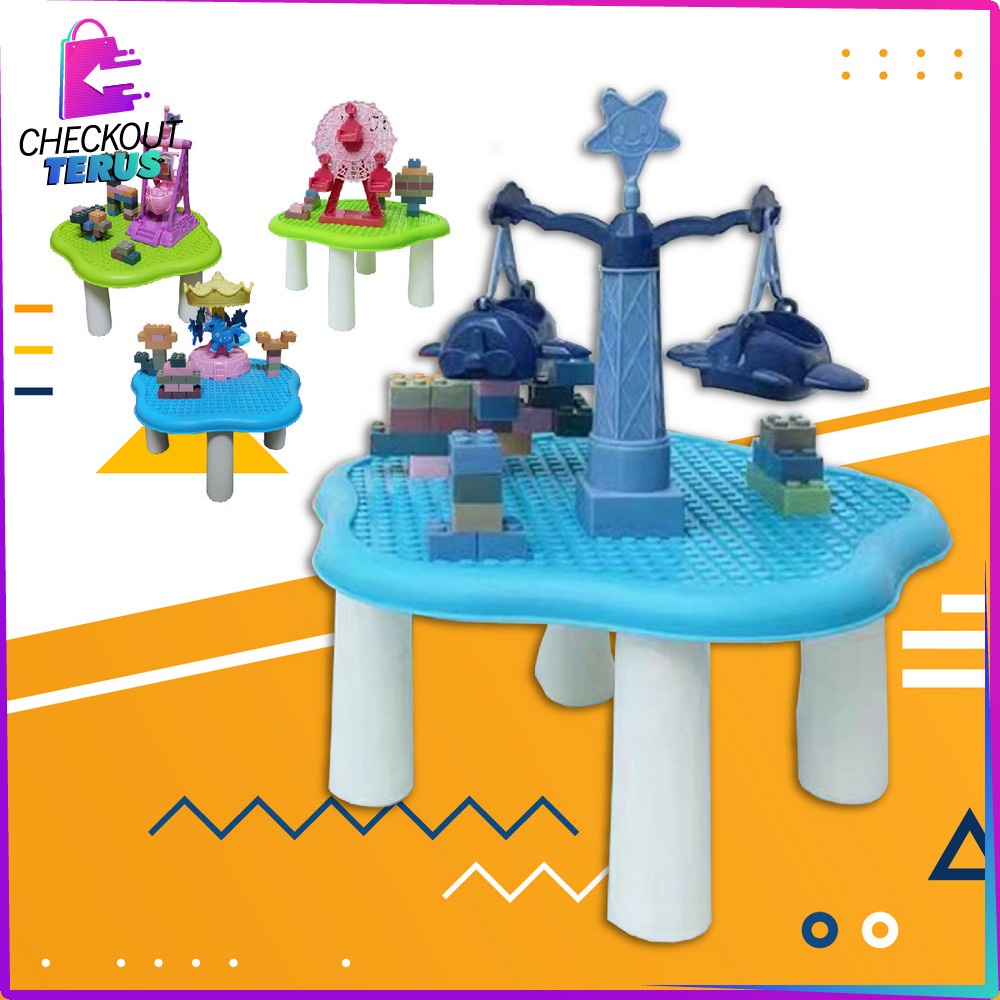 CT M212 Mainan Balok Susun Meja Mainan Edukasi Anak Bongkar Pasang Blok Bricks DIY Building Block Theme Park Mini Set