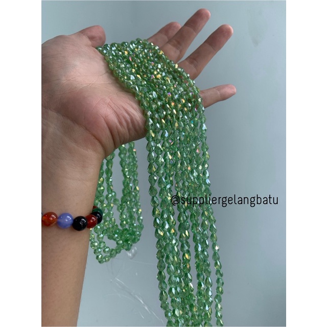 kristal Ceko tetes 10 x 6mm SOFT GREEN quartz bening bross PREMIUM