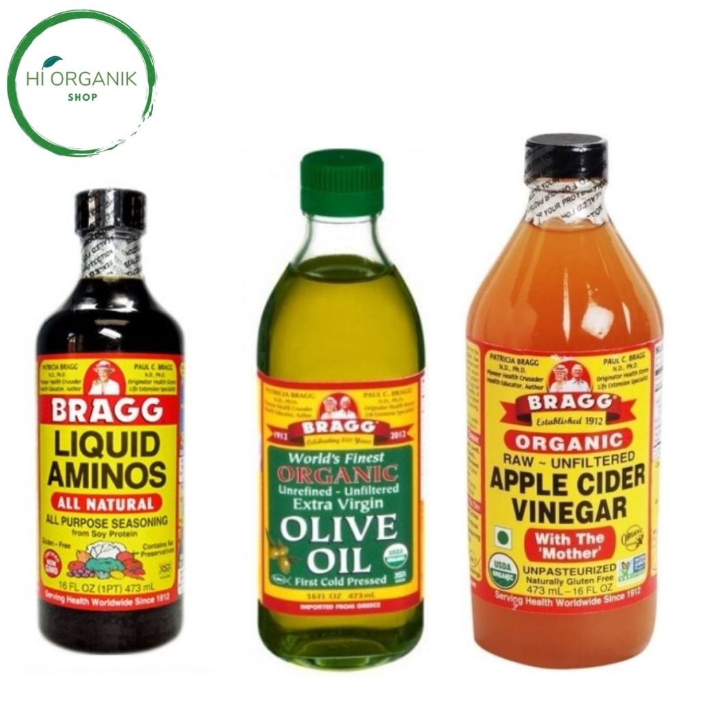 Bragg Organic Apple Cider Vinegar 473 Ml ; Bragg Organic Extra Virgin Olive Oil 473 Ml/ Bragg Olive 