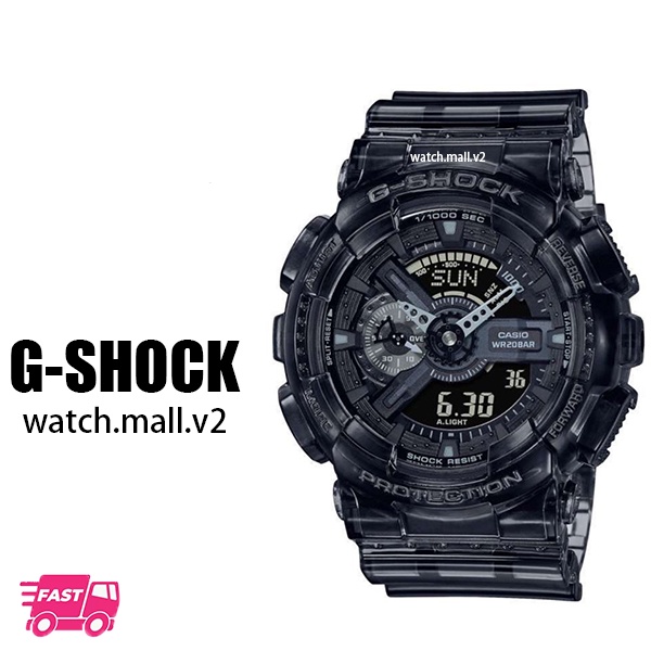 Jam Tangan Pria Bening Gaya Tali Bening G shockGA110 Asli BM Kotak Penuh Kaleng + Kantong Kertas Tahan Air