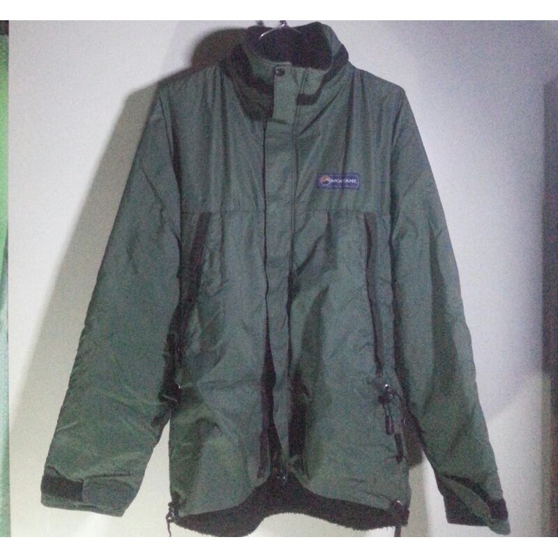 jaket outdoor montane pertex jacket hijau olive green preloved second minus hoodie size l