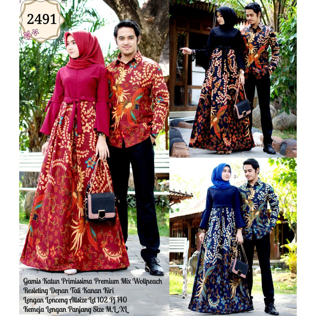 BAJU BATIK COUPLE MODEL GAMIS KATUN PRIMIS PREMIUM MIX WOLLPEACH TERBARU T2491