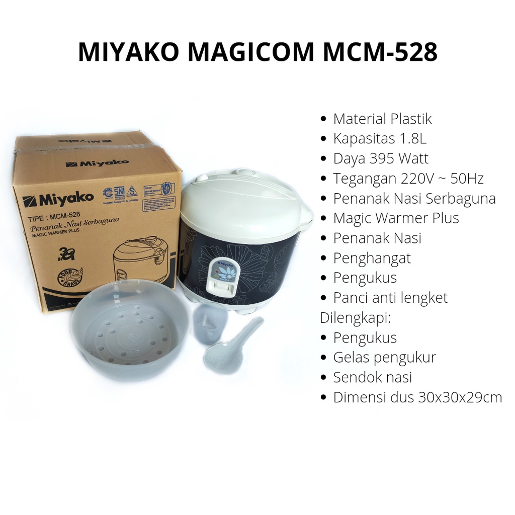RICE COOKER MIYAKO MAGIC COM MIYAKO RICE COOKER MCM-528 MAGIC COM MIYAKO RICE COOKER