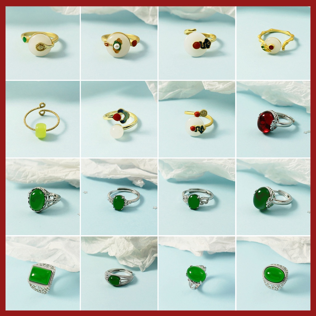 Cincin Batu Giok Alami Warna Emas Untuk Hadiah Valentine