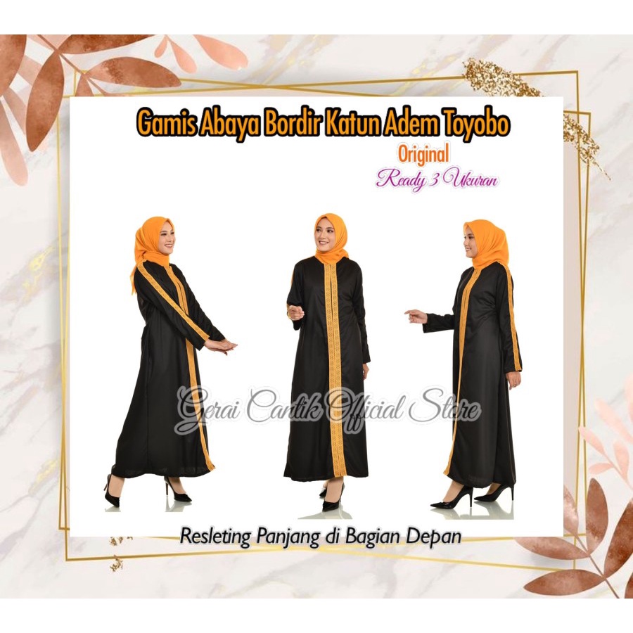 Baju Gamis Abaya bordir Bahan Adem Katun Toyobo Langsung Pabrik