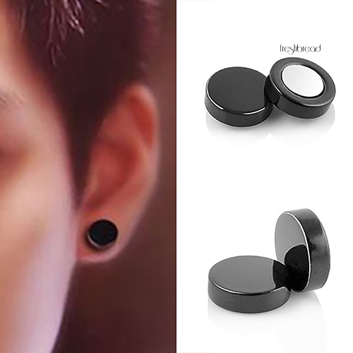 [TERLARIS]1 Pair Men's Non Piercing Ear Stud Clip On Round Magnetic Earrings Jewelry