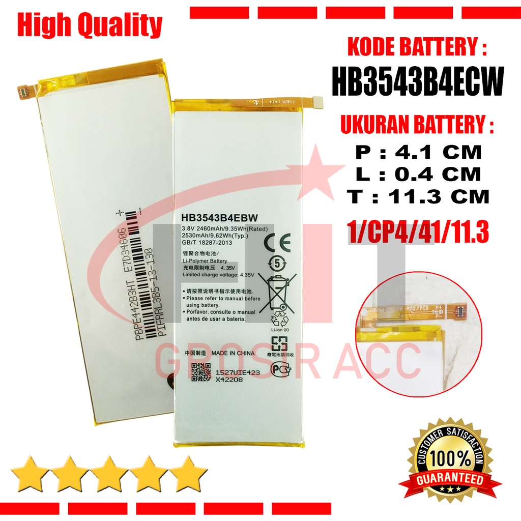 Baterai Battery HB3543B4EBW For Huawei Ascend P7