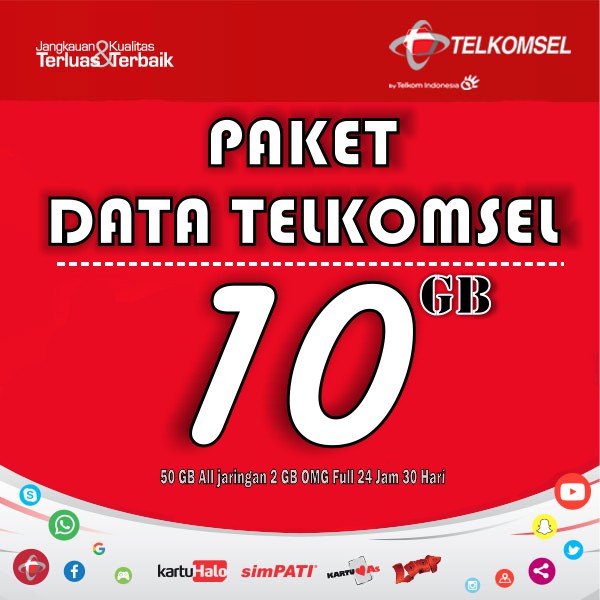PAKET DATA TELKOMSEL 10 GB (LOOP + AS + SIMPATI)