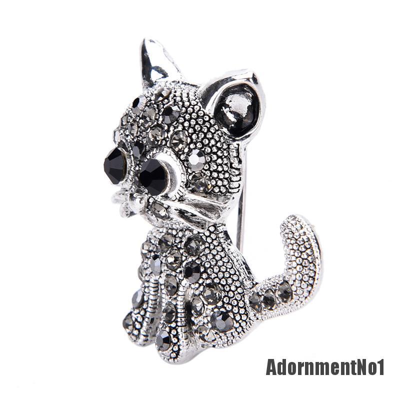 (Adornmentno1) Adornmentno1 Bros Pin Antik Bentuk Kucing Kecil Lapis Silver Untuk Wanita