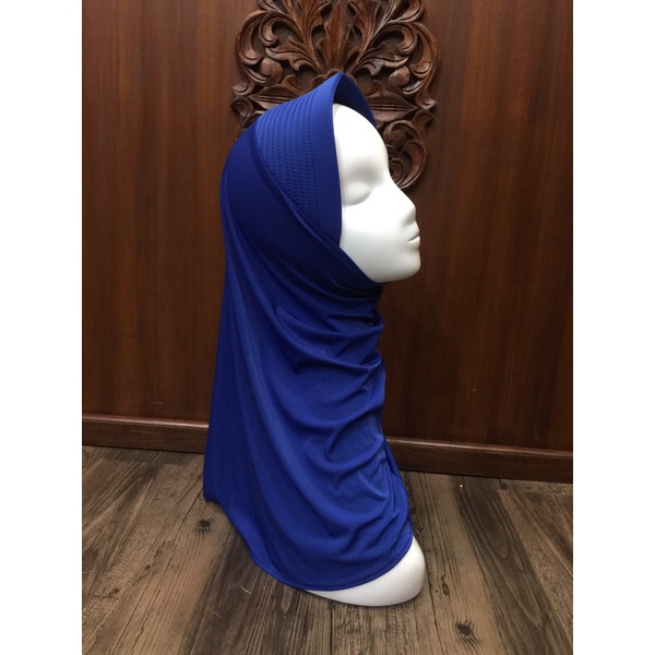 Hijab Sport Linear. Bergo Pendek, Bergo Sekolah-biru indomaret
