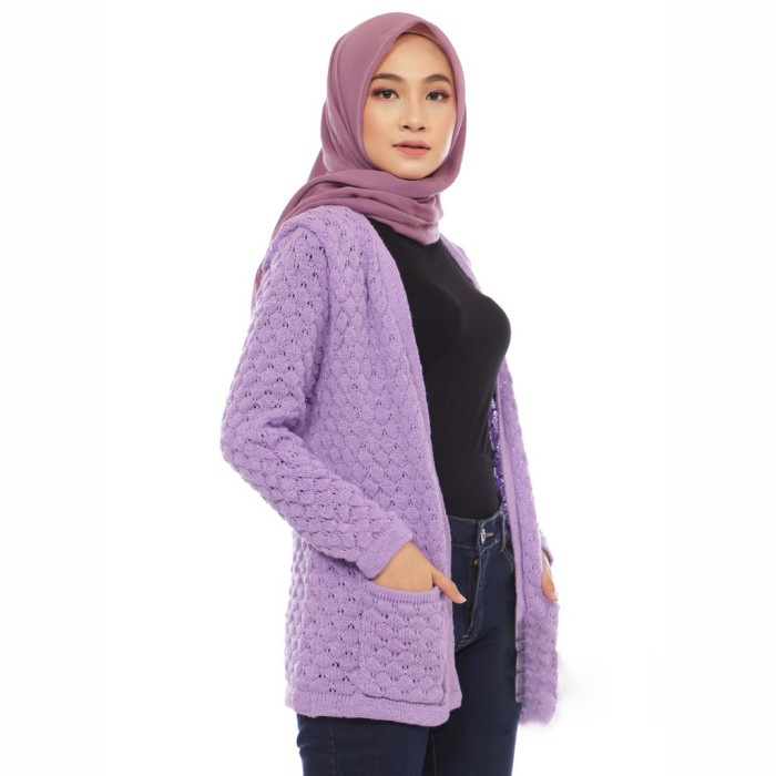 jaket wanita Cardigan popcorn || POPCORN CARDY - LILAC terbaru korea hoodie original sweater bestsel