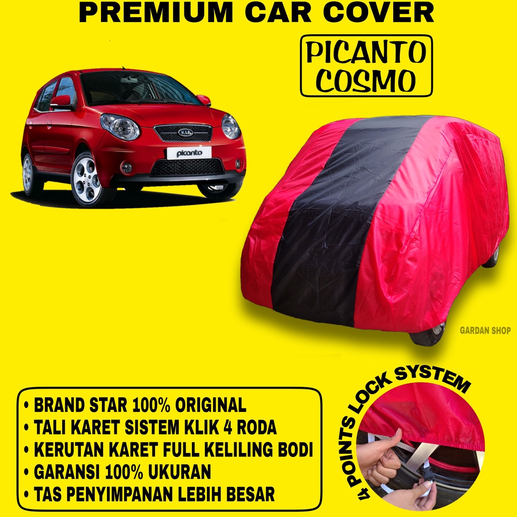 Body Cover PICANTO COSMO MERAH HITAM Penutup Bodi Mobil Picanto Cosmo Waterproof PREMIUM