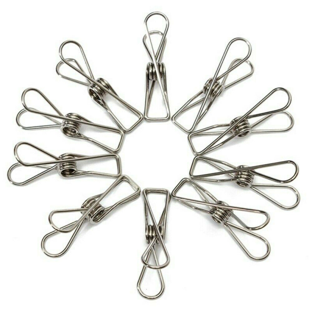 【COD Tangding】20/40/60pcs Stainless Steel Washing Line Clothes Pegs Hang Pins Metal Wire Clips Clamps