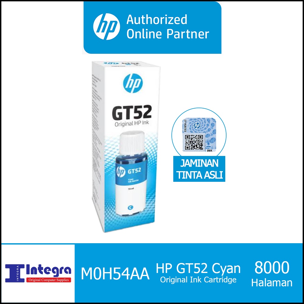 Tinta HP GT 52 Cyan Original Ink Bottle - M0H54AA HP Ink tank 115 315 415 Smart Tank 210 500 515 520 525 580 585 615 670 720 750