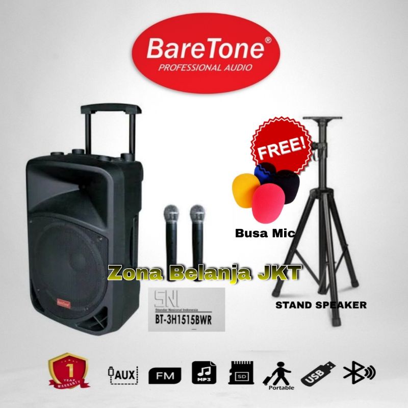 SPEAKER PORTABLE AKTIF BARETONE 15 INCH 3H1515BWR BLUETOOTH WIRELESS MEETING