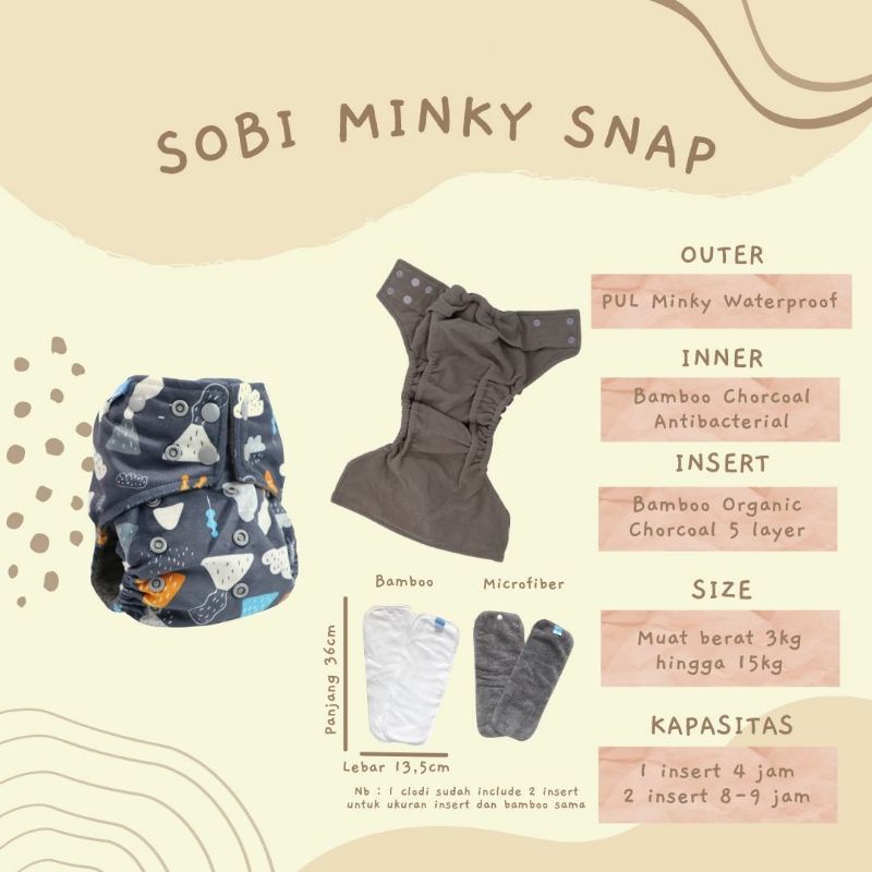 SOBI Cloth Diaper Sobi Minky Snap Sobi Overnight Sobi Pants Sobi Newborn Clodi Sobi Popok Kain Cuci Ulang