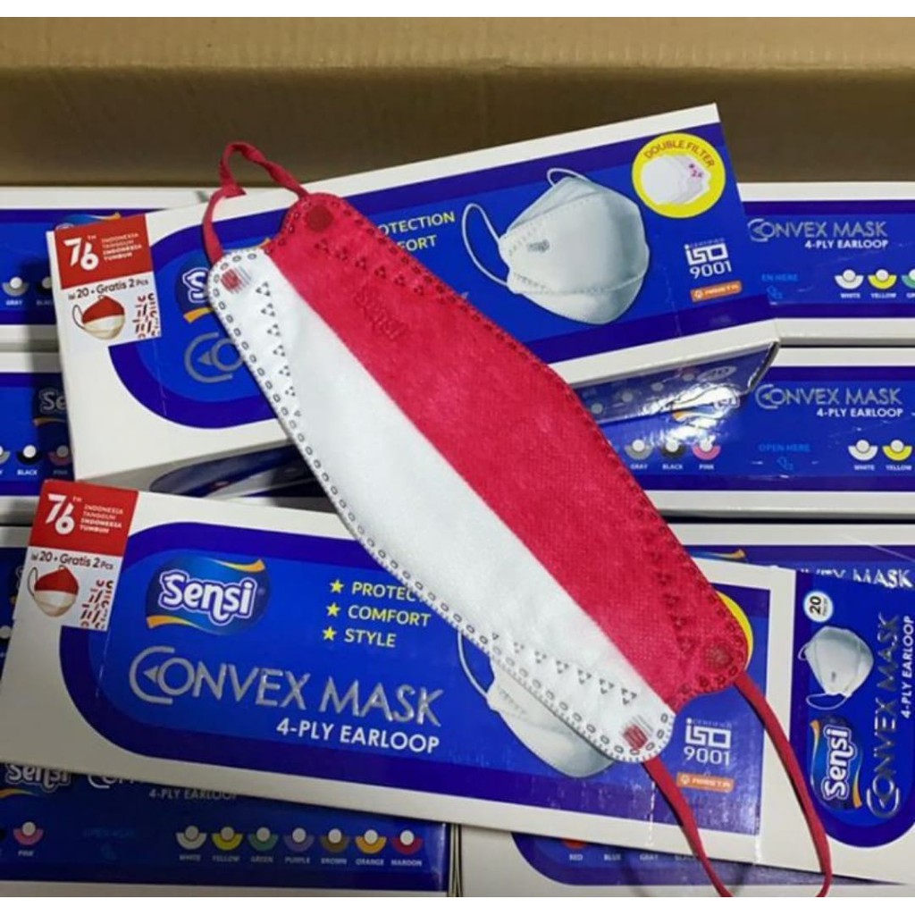 Masker Sensi Convex Merah Putih Limited Edition Medis Murah