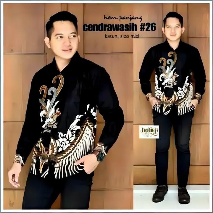 FURIOSA BATIK MAHKOTA MERAH BAJU BATIK PRIA KEMEJA BATIK PRIA LENGAN PANJANG UKURAN M L XL XXL