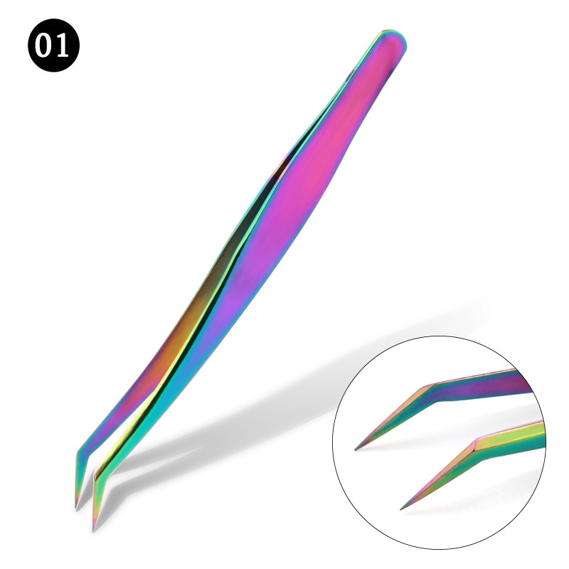 Pinset Bulu Mata Extension Bahan Stainless Steel Anti Statis Warna Emas Untuk Dekorasi