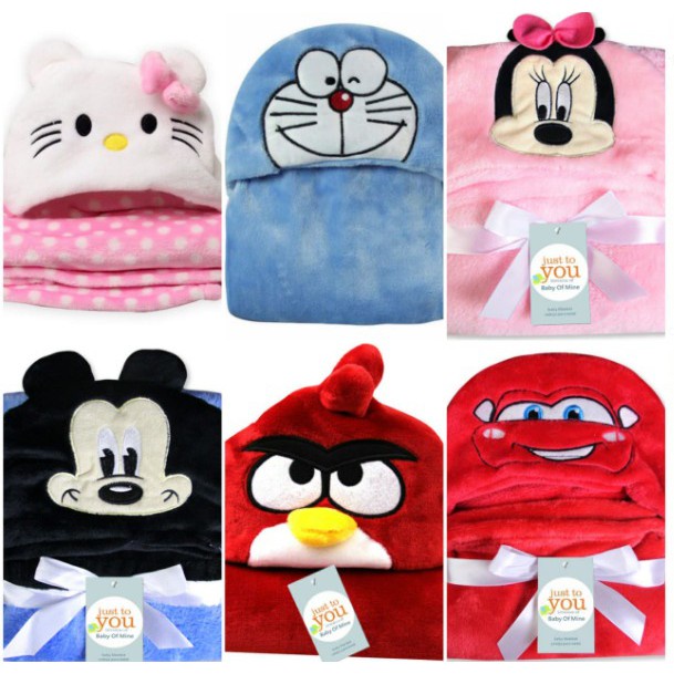 Best Seller! Selimut Bayi Topi Boneka 1/Selimut Bayi Karakter Fleece Lembut Premium