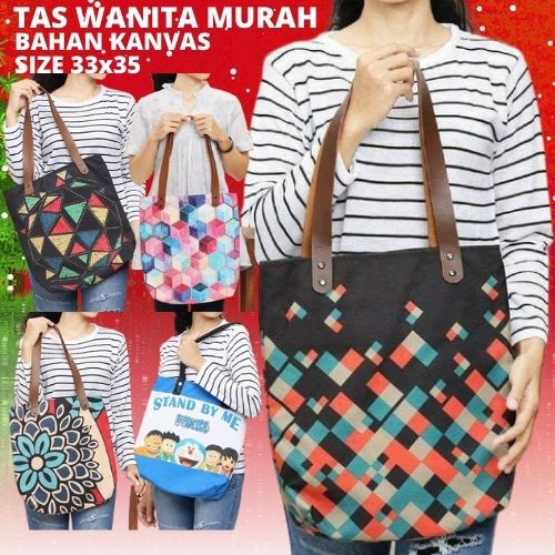 TAS WANITA TOTABAG TAS KANVAS TOOTBAG WANITA TOTE BAG RESLETING TOTTE BAG TAS KULIAH WANITA FASHION 