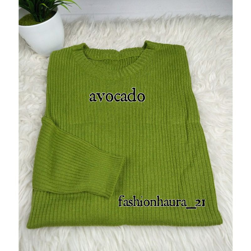 BEST SELLER BOXY ABG SWEATER RAJUT JUMBO WANITA OVERSIZE BAJU RAJUT POLOS HALUS ATASAN WANITA RAJUT PREMIUM-avocado
