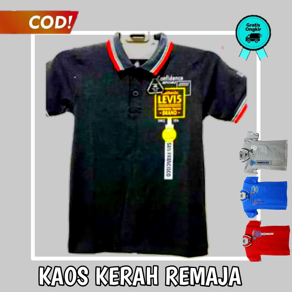 kaos anak remaja laki laki umur 12 - 17 tahun baju remaja kaos kerah remaja laki laki KE9