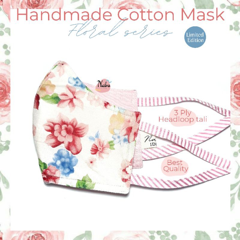 Masker kain Katun Dewasa 3Ply/Handmade Cotton Mask/Washable Mask/Reusable Mask/Masker Hijab