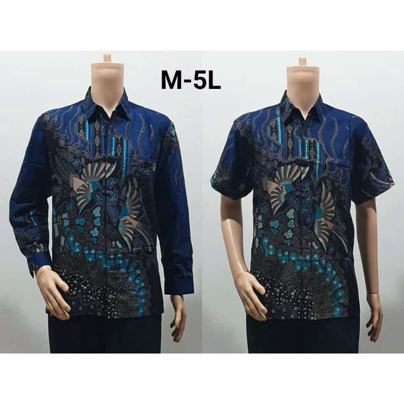 Baju Pria Kemeja Hem Batik Vivo Biru