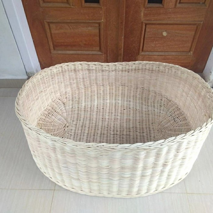 pet basket keranjang tempat tidur anjing kucing rotan besar jumbo 90X75X40 CM