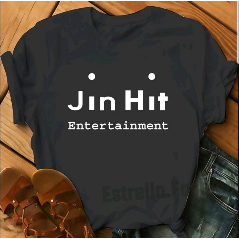 Baju Kaos Tshirt BTS Big Hit JIN HIT  Entertainment blus wanita pria kpop terbaru simple logo katun