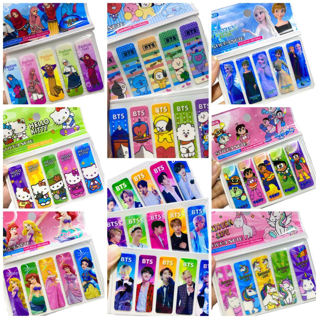 

Paper Clip Pembatas Buku Sticky Note Hologram BTS BT21 dan Doraemon 1 Pack