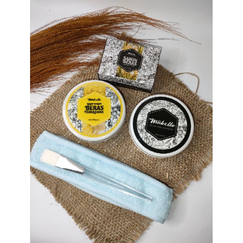 paket mabello paket hemat lulur hitam bedda lotong mabello masker temulawak sabun mabello free kuas