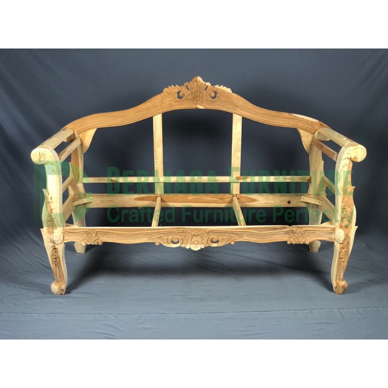 SOFA EMAS LANCIP 2 DUDUKAN KAYU JATI SOFA TAMU SOFA PELAMINAN MEWAH TERMURAH DERMAGA FURNITURE JEPAR