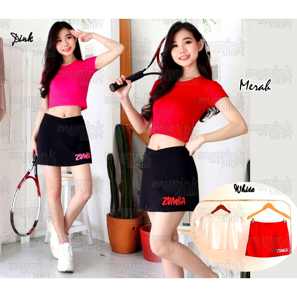 Jual Stelan Rok Mini Zumba Set/Rok aerobic/Rok lapisan luar celana ...