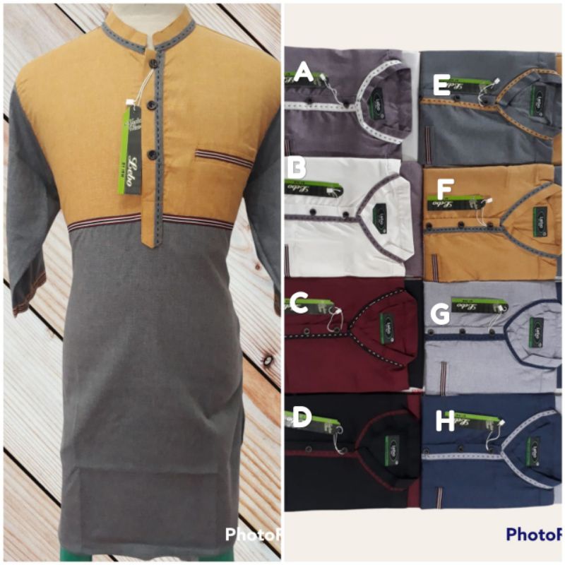Baju Koko Muslim Lebo Kurta tangan 3/4 kemeja Pria Laki ALMIA pakaian kaos gamis jubah lebaran